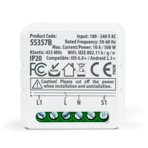 Delight Smart-Kinetic kapcsoló vezérlőegység - 100-240 V AC, max 15A - Amazon Alexa, Google Home (55357B)