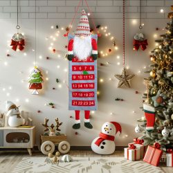   Family Fali adventi naptár - 3D skandináv manóval - textil - 100 x 28 cm (58964)