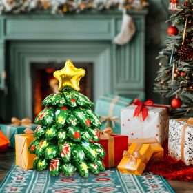   Family 3D Karácsonyi lufi - 360° - alumínium fólia - fenyőfa - 38 x 34 cm (58968)