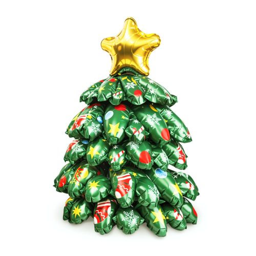 Family 3D Karácsonyi lufi - 360° - alumínium fólia - fenyőfa - 38 x 34 cm (58968)