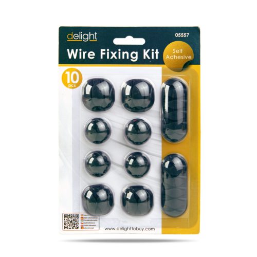 Delight Vezeték rögzítő szett - öntapadós - fekete - 10 db / csomag (05557)