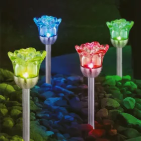   Garden Of Eden Szolár lámpa - leszúrható - rózsa - 1 RGB LED - 8 x 36,5 cm (11774)
