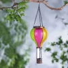 Garden Of Eden Felakasztható szolár lámpa - hőlégballon - lángeffekt - 12 sárga LED - 11 x 11 x 37 cm (11778)