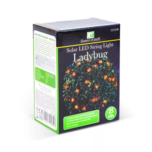 Garden Of Eden Szolár LED fényfüzér - katicabogár - 2,4 m - 25 LED - melegfehér (58220B)