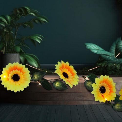 Garden Of Eden Szolár fényfüzér - virág - 2 m - 20 melegfehér LED (11762B)