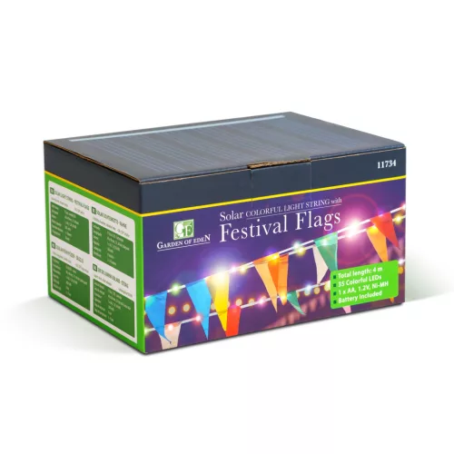 Garden Of Eden Szolár fényfüzér - zászló - 4 m - 35 színes LED (11734)