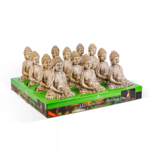 Garden Of Eden Szolár Buddha gyertyával - 1 melegfehér LED - 12,5 x 8,5 x 19 cm (11269)