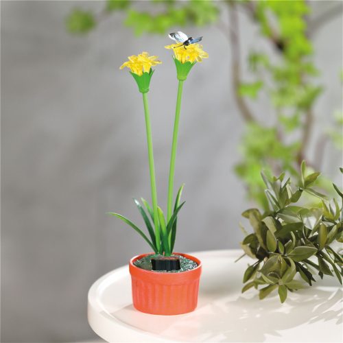 Garden Of Eden Szolár színes virág - 8 x 8 x 32 cm - 10 melegfehér LED - sárga (11735C)