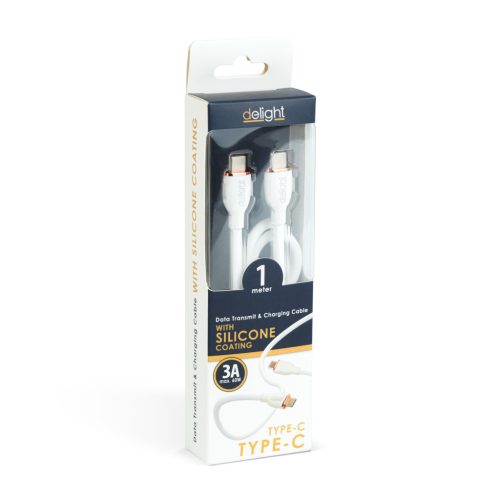 Delight Adatkábel - Type-C / Type-C - fehér - 1 m - 3 A - 60 W (55554WH-1)