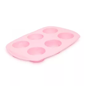   Szilikon muffinsütő-forma - 6 adagos 5 / 7 cm átmérő rózsaszín (57276PK)