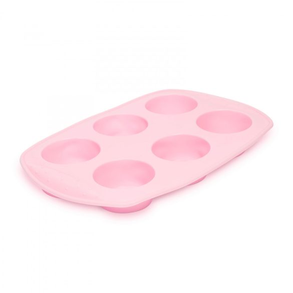 Szilikon muffinsütő-forma - 6 adagos 5 / 7 cm átmérő rózsaszín (57276PK)