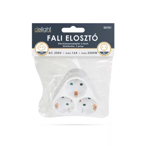 Delight 3-as fali elosztó - földelt 250 V • 16 A (05701)