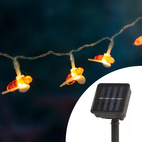 Family LED szolár fényfüzér - méhecske - 2,3 m - 20 LED - melegfehér (58220)