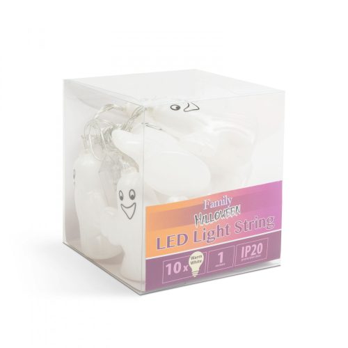 Family LED fényfüzér - szellem - 10 LED - 1,1 méter - melegfehér - 3 x AA (58222B)