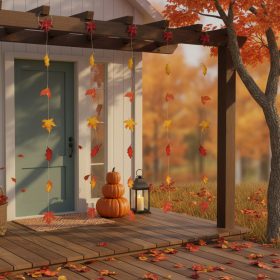   Őszi dekoráció - hulló falevelek - felakasztható - 2,1 m - 4 db / csomag (59009)