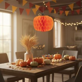 Őszi dekoráció - lampion tök - papír - 30 cm (59017)