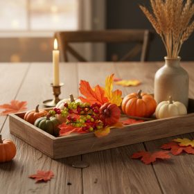   Őszi dekoráció - tök, bogyó, falevél - 24 cm - 2 db / csomag (59022)