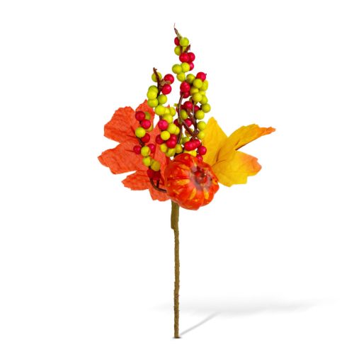 Őszi dekoráció - tök, bogyó, falevél - 24 cm - 2 db / csomag (59022)