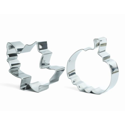 Sütikiszúró szett - levél és tök - fém - 8 cm - 2 db / szett (59037)