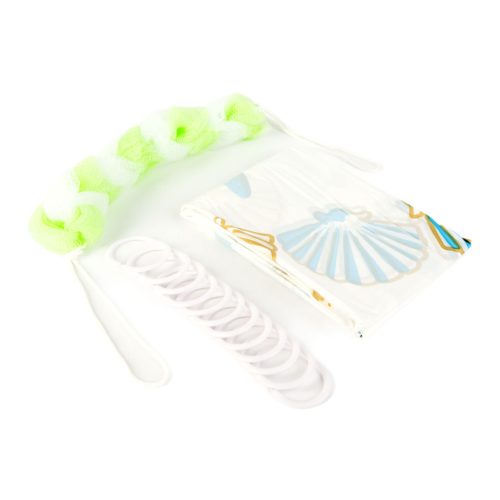 Family Zuhanyfüggöny szett fürdőpamaccsal - 3 féle - kék, zöld mintás - 180 x 180 cm (11526A)