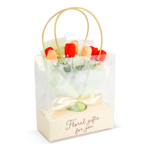 Műnövény dekoráció - tulipán - 24,5 x 11,5 x 40 cm (11976)