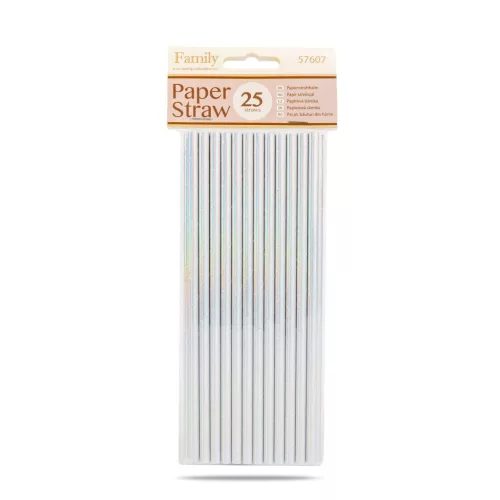 Family Papír szívószál - irizáló - 197 x 6 mm - 25 db / csomag (57607)