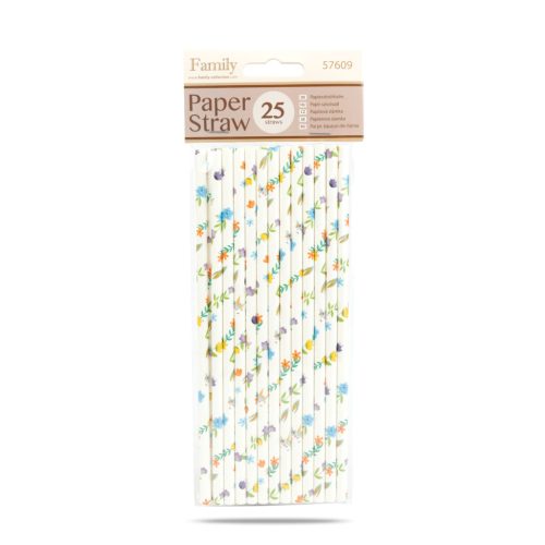 Family Papír szívószál - virág - 197 x 6 mm - 25 db / csomag (57609)