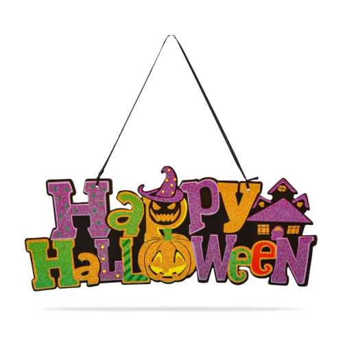 Halloween-i dekoráció - "Happy Halloween" - akasztható - 42,5 x 18 cm (56572)