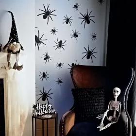  Halloween-i dekoráció - pók szett - öntapadós - fekete - 30 db / csomag (56587A)
