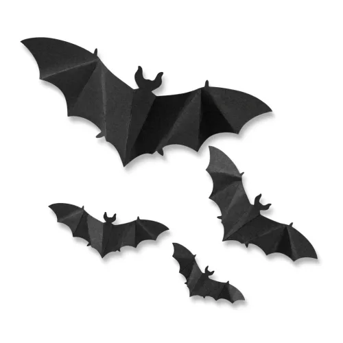 Halloween-i dekoráció - denevér szett - öntapadós - fekete - 30 db / csomag (56587B)