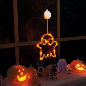   Halloween-i világító dekoráció - szellem - tapadókorongos - 12 LED - 20 x 18,5 cm - 3 x AAA (56588A)