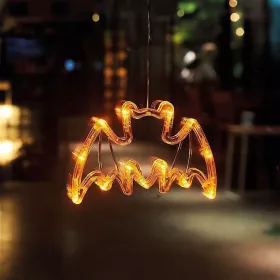   Halloween-i világító dekoráció - denevér - tapadókorongos - 12 LED - 20 x 18,5 cm - 3 x AAA (56588C)