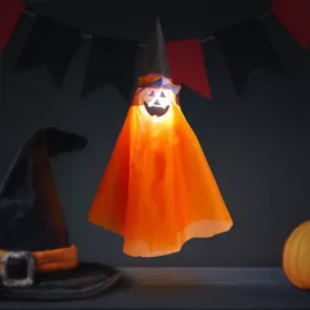   Halloween-i világító dekoráció - tök - felakasztható - RGB LED - 70 x 50 cm (56596A)