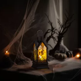   Halloween-i világító dekoráció - boszorkány - sárga LED - 17,5 x 6,3 x 6,3 cm - 3 x LR44 (56600A)