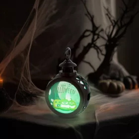   Halloween-i világító dekoráció - tök - felakasztható - RGB LED - 8,5 x 13,5 cm (56602A)