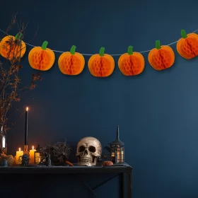   Halloween-i dekoráció - tök lampion girland - papír - 2 m (56586)