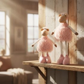   Textil dekoráció - bárány - teleszkópos - 50 x 19 x 15 cm (11578)