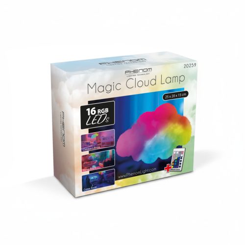 Phenom Varázs felhő lámpa - 16 RGB LED - 3 x AAA - 25 x 20 x 15 cm (20259)