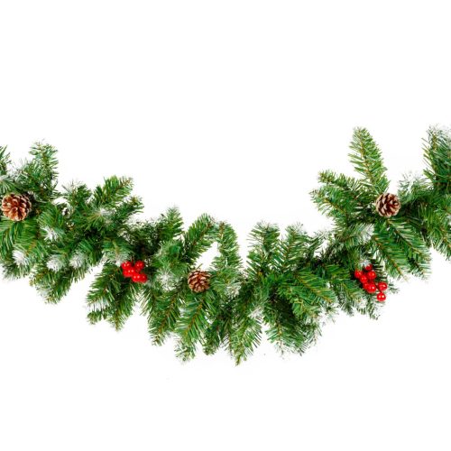 Fenyő girland - zöld, havas - 200 cm - PVC (56453)
