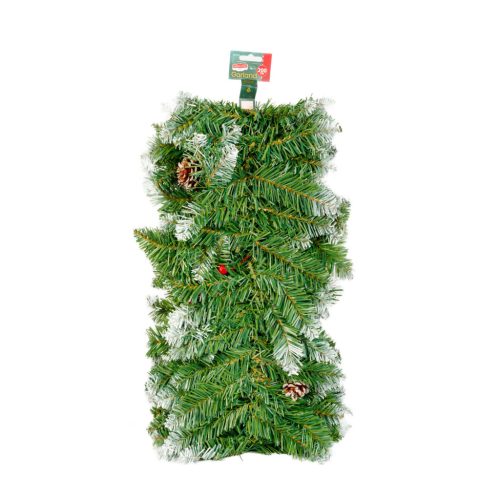 Fenyő girland - zöld, havas - 200 cm - PVC (56453)