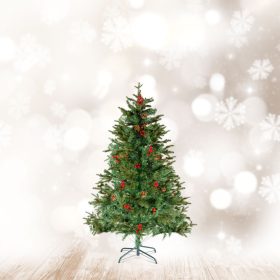 Műfenyő - 120 cm - PE / PVC - piros bogyóval (56481A)