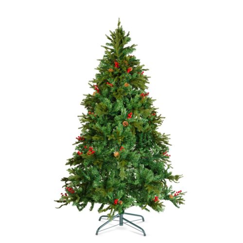 Műfenyő - 210 cm - PE / PVC - piros bogyóval (56481D)