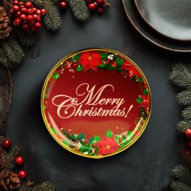   Karácsonyi kínálótál - műanyag - "Merry Christmas" - 22 cm (59717A)