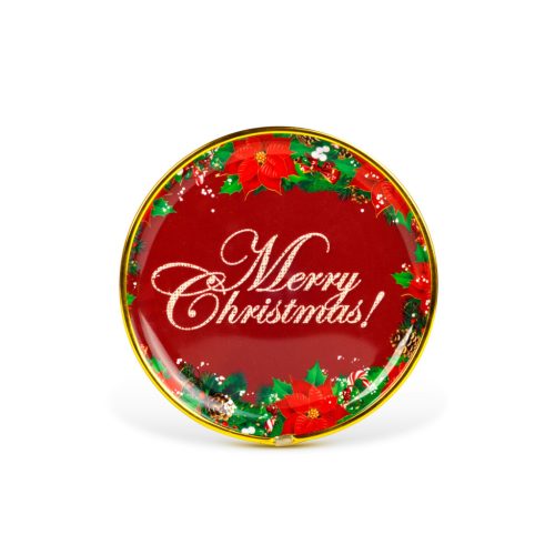 Karácsonyi kínálótál - műanyag - "Merry Christmas" - 22 cm (59717A)