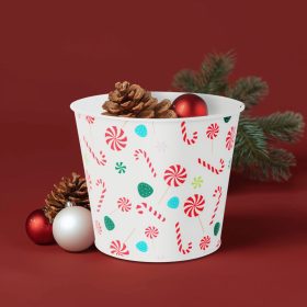   Karácsonyi dekoráció - fém kaspó, vödör - cukorbot - 13 x 11 cm (59733C)