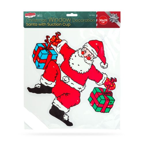Karácsonyi ablakdekoráció - Mikulás - tapadókorongos - 30 x 29 cm (59736A)