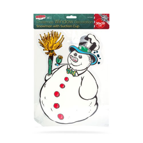 Karácsonyi ablakdekoráció - hóember - tapadókorongos - 30 x 29 cm (59736B)