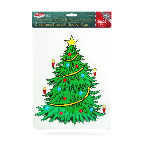 Karácsonyi ablakdekoráció - karácsonyfa - tapadókorongos - 30 x 29 cm (59736C)