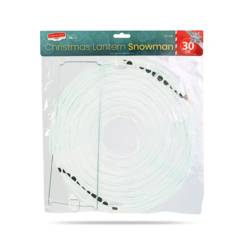 Karácsonyi lampion - hóember - papír - 30 cm (59739B)