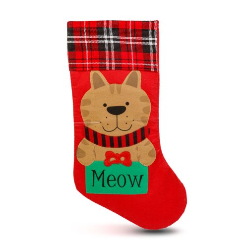 Karácsonyi mikuláscsizma - cica - piros - 42 x 24 cm (59756A)